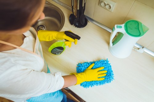 Team reusing and separating cleaning-related materials responsibly